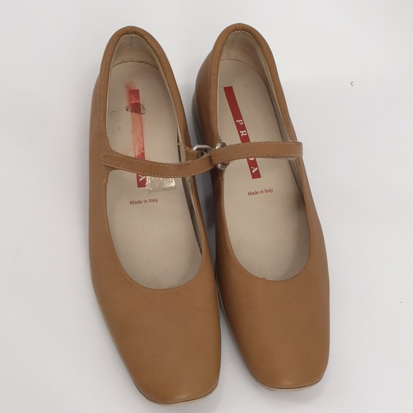 Prada Shoes - Prada leather tan driving loafers Mary Janes 9.5
